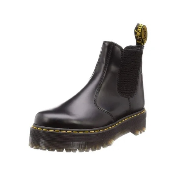 Dr Martens 2976 Quad Platform Chelsea Boots Womens 11 Mens 10 Black Leather New - Picture 8 of 12